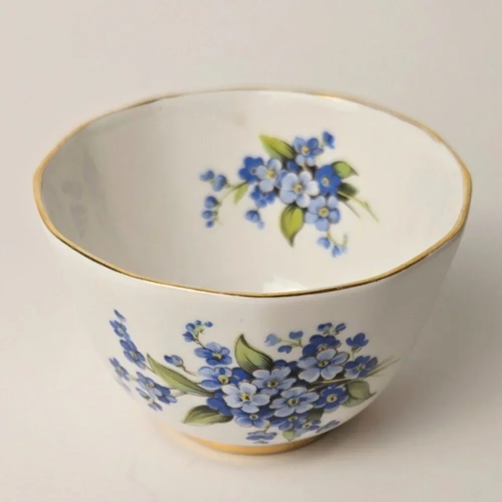 Vintage Windsor Bone China Creamer Sugar Bowl Forget Me Not England